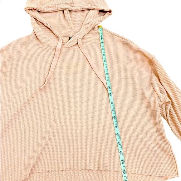Wild Fable Pink Long Sleeve Waffle Knit Hooded Crop Top, Size Medium - Picture 8 of 10